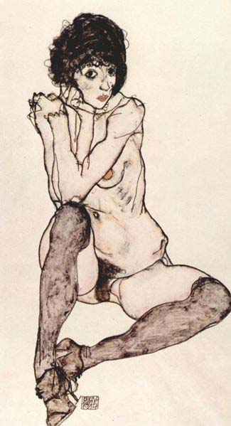 Egon Schiele Sitzender weiblicher Akt,